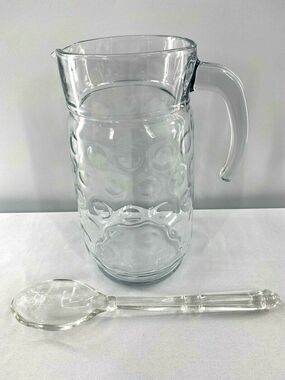 MCM Clear Bubble Glass Mixing Pitcher With Glass Stir Spoon